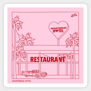 Heartbreak hotel aesthetic line drawing Sticker